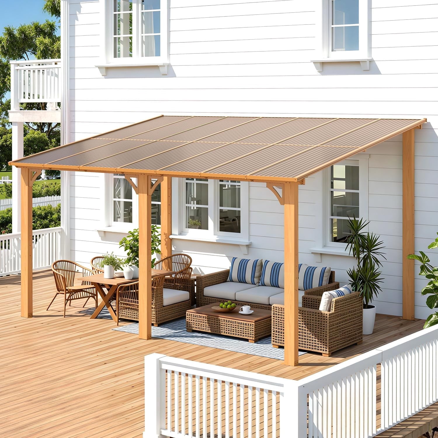 AECOJOY Hardtop Pergola 10x14 Feet Outdoor Aluminum Gazebo for