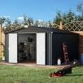 thumbnail image 1 of AECOJOY 10' x 14' Outdoor Storage Shed with Lockable Door Patio Metal Garden Storage Building in Dark Gray for Outside, 1 of 7