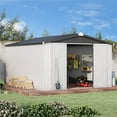 thumbnail image 1 of AECOJOY 10' x 14' Outdoor Storage Shed with Lockable Door Patio Metal Garden Storage Building in White for Outside, 1 of 6