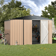 AECOJOY 10' x 8' Outdoor Metal Storage Shed with Lockable Door for Backyard