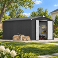 thumbnail image 1 of AECOJOY 10'x14' Waterproof Galvanized Steel Storage Shed with Lockable Double Doors, Dark Gray, for Backyard & Patio, 1 of 7