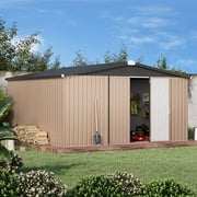 AECOJOY 12 x 12 Outdoor Metal Storage Shed with Lockable Door for Backyard& Patio, Outside use
