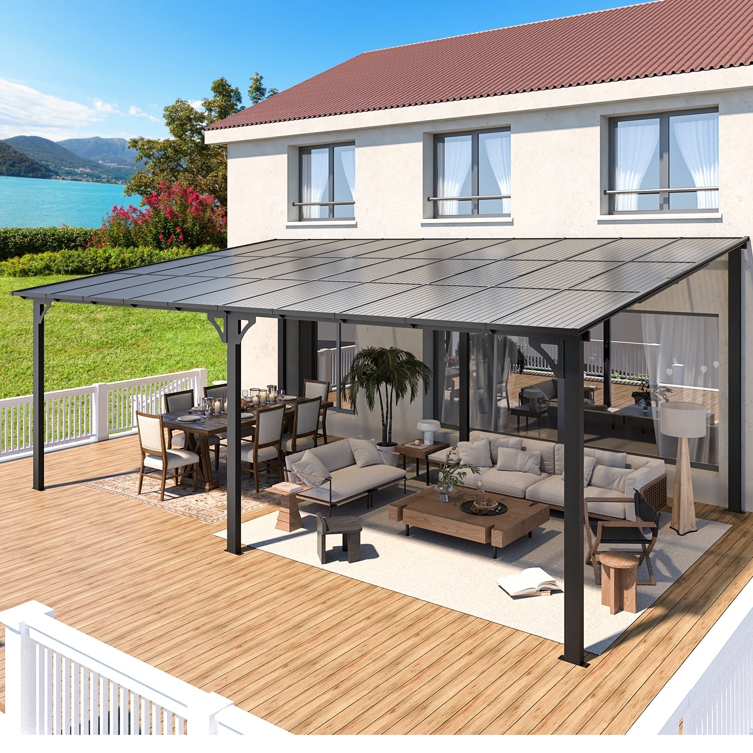 AECOJOY, Hardtop Gazebo, 12' x 20', Gray, Aluminum Pergola