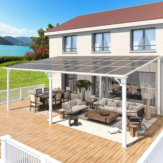 AECOJOY 12' x 20' Hardtop Gazebo Outdoor Aluminum Pergola For Garden, Patio, Backyard-White