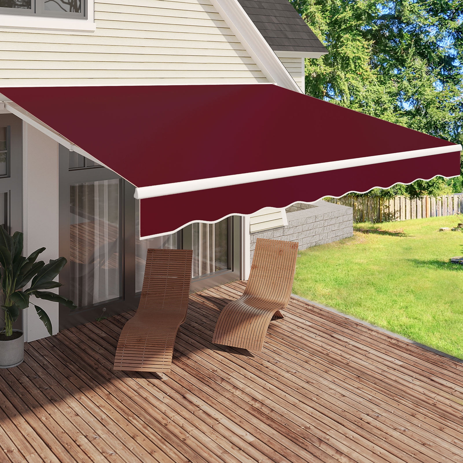 AECOJOY 13' x 10' Manual Retractable Patio Awning,Outdoor Awning
