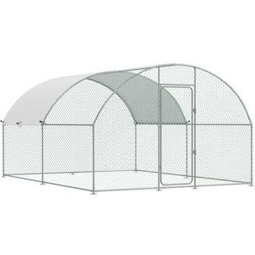 AECOJOY 130 Sq.Ft Large Walk-in Metal Chicken Cage Round-Top Chicken Coop Run for 10 Chicken or More
