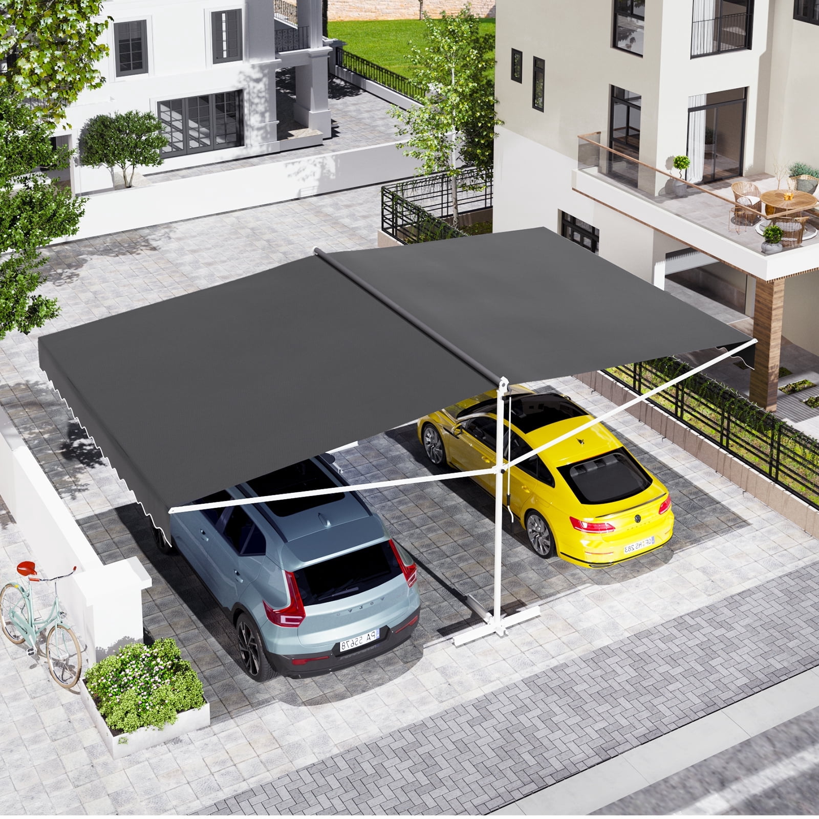 AECOJOY, Free Standing Retractable Awning, 13x10 ft, Dark Grey