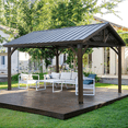 thumbnail image 1 of AECOJOY 14.5x12ft Outdoor Wooden Gazebo,Grill Pergola Gazebo Clearance Hard-Top Gazebo for Patios, Garden,Coffee, 1 of 10