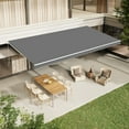 thumbnail image 1 of AECOJOY 14' x 10' Manual Retractable Patio Awning,Outdoor Awning Retractable Sunshade Shelter-Gray, 1 of 7
