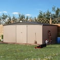 thumbnail image 1 of AECOJOY 14' x 12' Outdoor Storage Shed with Lockable Door Patio Metal Garden Storage Building in Brown for Outside, 1 of 7