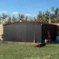 thumbnail image 1 of AECOJOY 14' x 12' Outdoor Storage Shed with Lockable Door Patio Metal Garden Storage Building in Dark Gray for Outside, 1 of 7