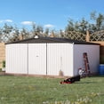 thumbnail image 1 of AECOJOY 14' x 12' Outdoor Storage Shed with Lockable Door Patio Metal Garden Storage Building in White for Outside, 1 of 6