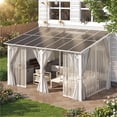 thumbnail image 1 of AECOJOY 14'x8' Gazebo Outdoor Pergola, Hardtop Lean to 8x14 Gazebo with Curtains and Netting, Pergolas and Gazebos Clearance with Patio Roof, Large Wall-Mounted Heavy Duty Awnings, White, 1 of 7