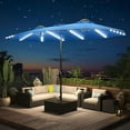 thumbnail image 1 of AECOJOY 15ft Patio Umbrella with Solar Lights, Large Double Umbrella Outdoor Patio, Rectangle TableUmbrella with 156 PCS LED Lights and Crank Handle for Backyard Deck Pool Shade in Blue, 1 of 7