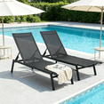 thumbnail image 1 of AECOJOY Patio Metal Lounge Chairs for Outside Adjustable Outdoor Chaise Lounge for Outside Pool Set of 2 - Black, 1 of 10
