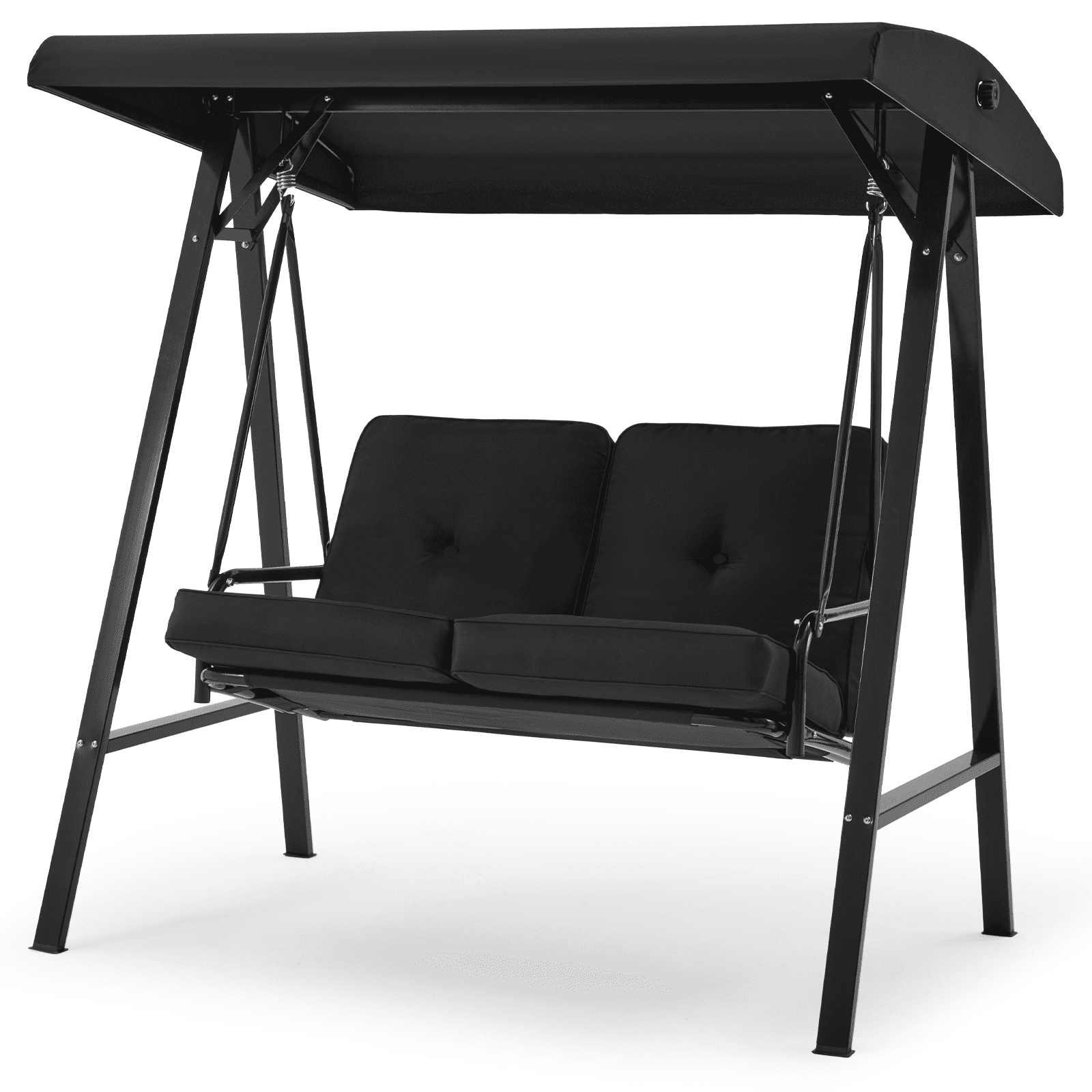AECOJOY 2Adult Metal Front Yard Patio Canopy Porch Swing Chair, Black