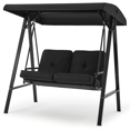 AECOJOY 2Adult Metal Front Yard Patio Canopy Porch Swing Chair, Black