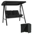 thumbnail image 1 of AECOJOY 2 Persons Outdoor Patio Canopy Steel Porch Swing Chair with Cover, Black, 1 of 9