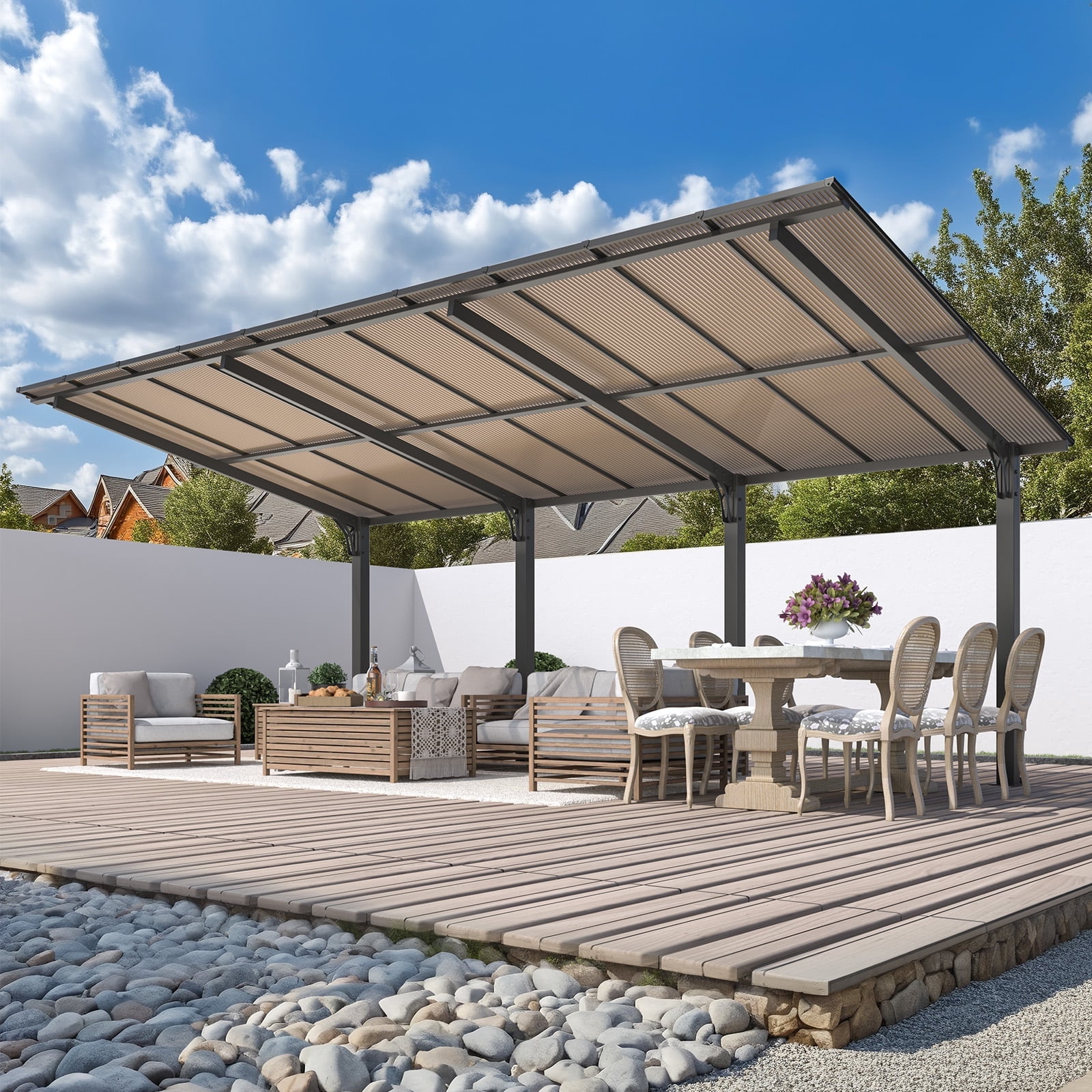 AECOJOY, Gazebo, 20' x 10', Outdoor Wall Mounted Hardtop - Walmart.com