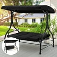 thumbnail image 1 of AECOJOY 3 Person Canopy Steel Porch Swing, Converting Swing Glider Hammock-Black, 1 of 7
