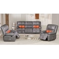 thumbnail image 1 of AECOJOY 3 Pieces Recliner Sofa Set with Massage Heated Function, Home Theater Seating Leather Couch Set with Side Pockets, Gray, 1 of 8