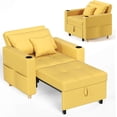 thumbnail image 1 of AECOJOY Sofa Bed, 38" Extra-Wide 3-in-1 Convertible Pull-Out Single Sofa with Adjustable Backrest and Cup Holder, Yellow, 1 of 10