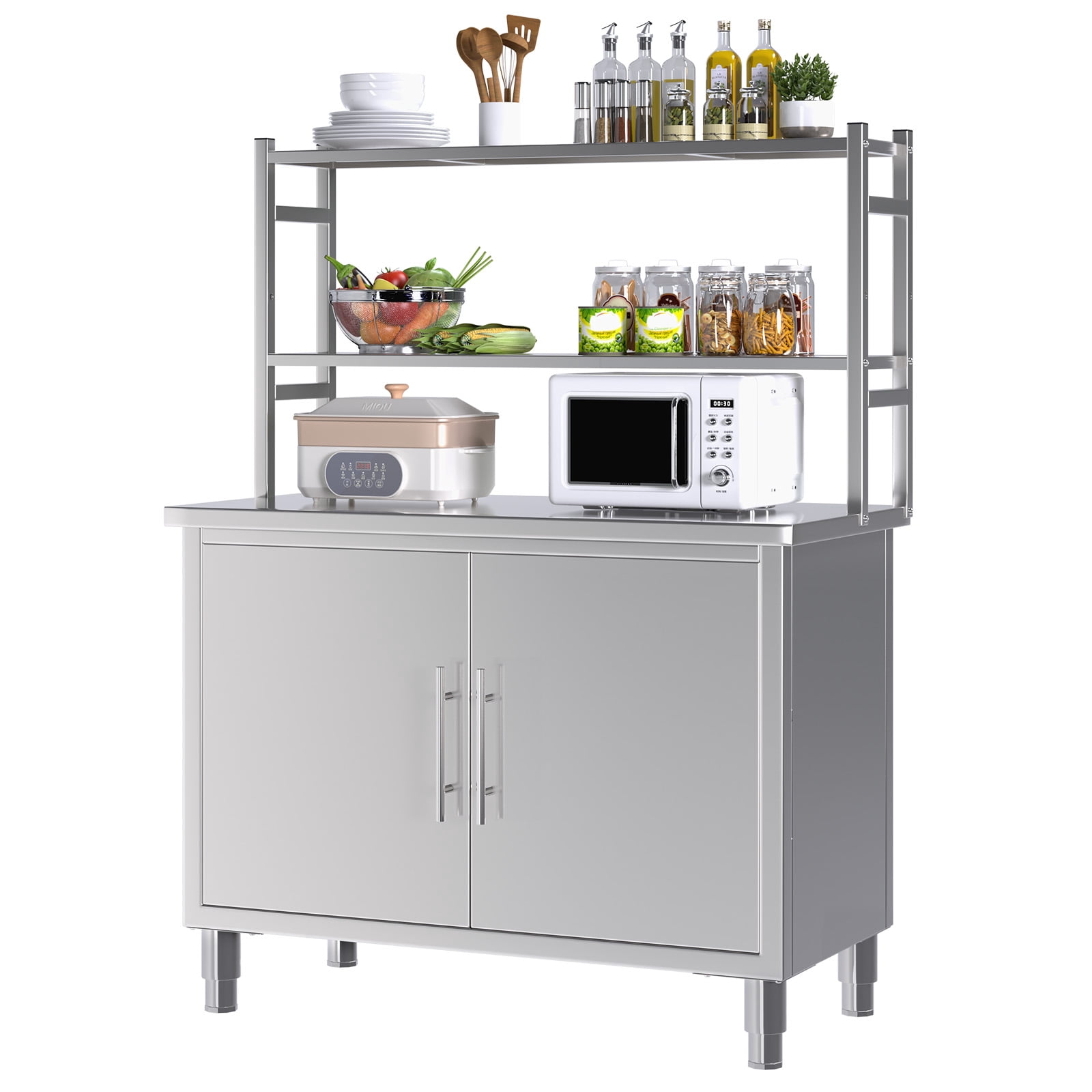 AECOJOY 39"x19" Stainless Steel Prep Table with Cabinet, Heavy-Duty ...