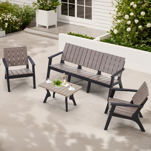 AECOJOY 4-Piece HDPE Patio Furniture Set on Sale All Weather Resistant ...