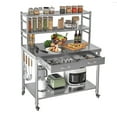thumbnail image 1 of AECOJOY 48"x24" Stainless Steel Table with Shelves and Drawer, Food Prep Table for Commercial Worktables & Workstations with 2 Adjustable Tier Overshelves, 1 of 11