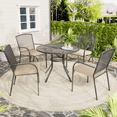 thumbnail image 1 of AECOJOY 5 Piece Outdoor Dining Set, Round Dining Table with Umbrella Hole and 4 Stackable Chairs, Dark Grey and Beige Cushion, 1 of 7