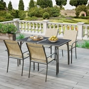 AECOJOY 5-Piece Patio Metal Dining Set with 4 Stackable Chairs-Dark Gray