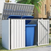 AECOJOY 46 Cu ft. Outdoor Trash Can Storage Shed Waterproof Horizontal Storage Cabinet in White