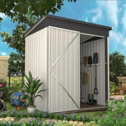 AECOJOY 5' x 3' Outdoor Metal Storage Shed with Lockable Door for Backyard in Dark Gray