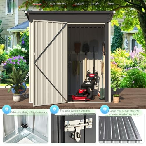 White 5' x 3' Metal Outdoor Storage Shed with Lockable Door