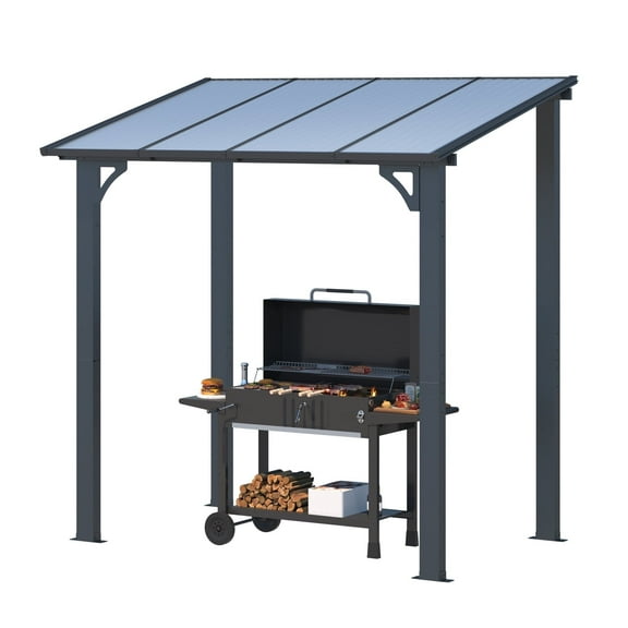 AECOJOY 5' x 8' Hardtop Gazebo Outdoor Aluminum Pergola For Garden, Patio, Backyard-Black