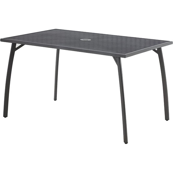 AECOJOY 51"x31" Rectangular Outdoor Dining Table, Metal Patio Table with Umbrella Hole-Black