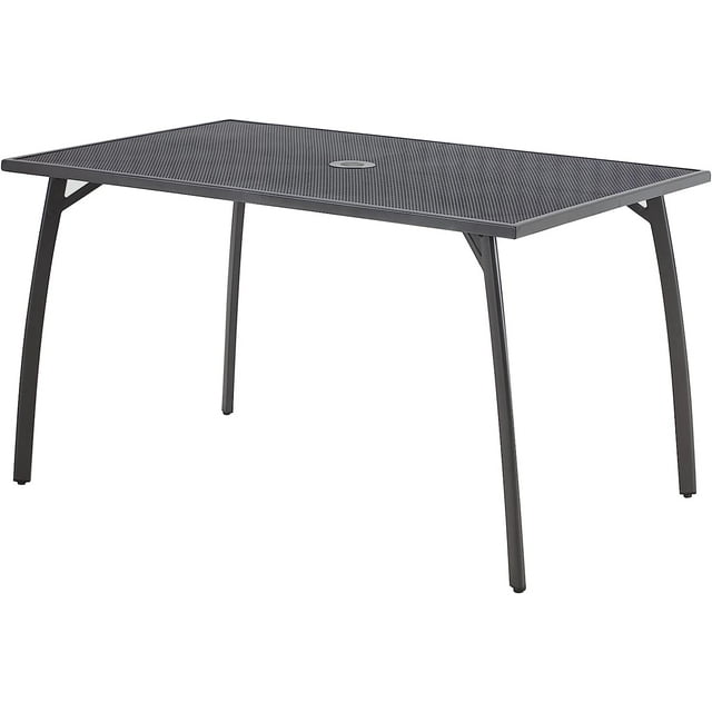 AECOJOY 51"x31" Rectangular Outdoor Dining Table, Metal Patio Table with Umbrella Hole-Black