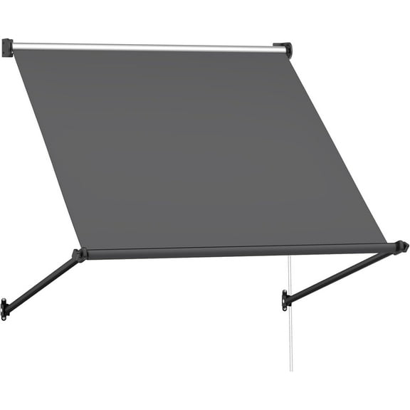 AECOJOY 55"x50" Manual Retractable Patio Awning in Dark Grey