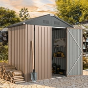 AECOJOY 6' x 4' Outdoor Metal Storage Shed with Lockable Door for Backyard