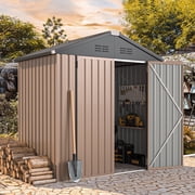 AECOJOY 6 x 4 Outdoor Metal Storage Shed with Lockable Door for Backyard
