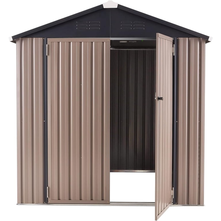 AECOJOY 6' x 6' Outdoor Storage Shed, Metal with Lockable Doors