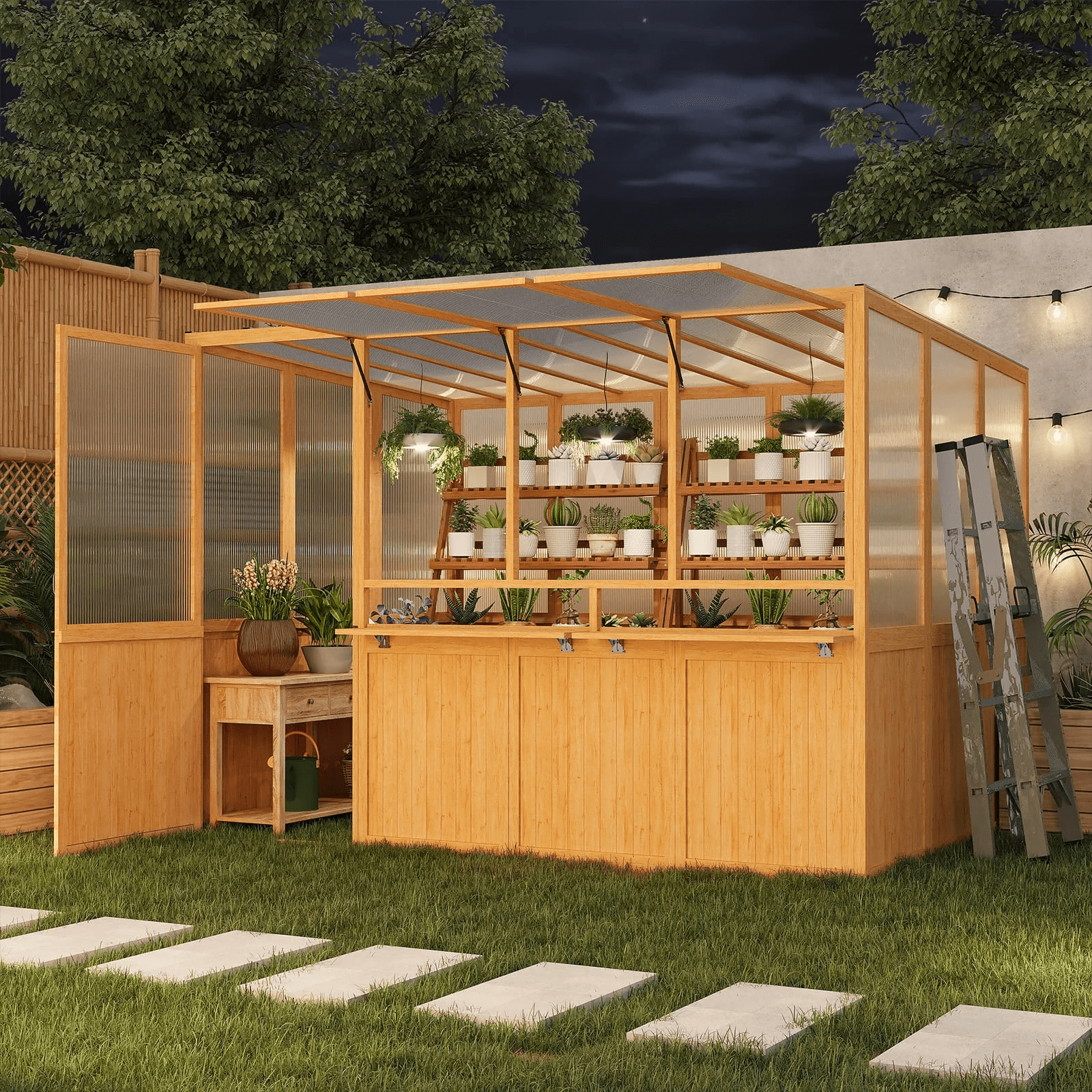 ベコハウス AECOJOY 6x10 FT Wood Greenhouse For Outdoor,Heavy Duty Lean-to