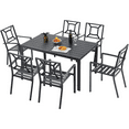 thumbnail image 1 of AECOJOY 7 Piece Outdoor Dining Set Patio Funiture Set On Sale Wood Grain Outdoor Table and Chairs on Clearance in Black, 1 of 6