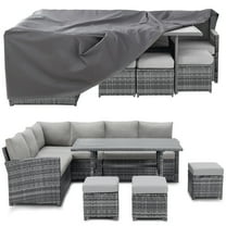 AECOJOY 7 Piece Patio Conversation Set, Outdoor Sectional Sofa Rattan Wicker Dining Furniture, Beige