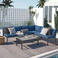 thumbnail image 1 of AECOJOY 7 Pieces Aluminum Patio Furniture Set on sale Patio Conversation set For Outdoor with Navy Cushions, 1 of 10