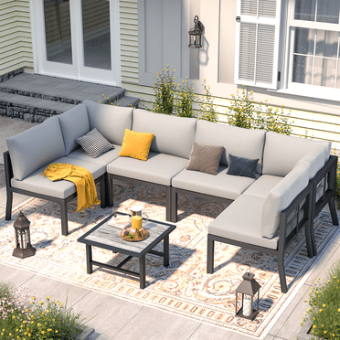 Homall 6 Pieces Patio Conversation Set Acacia Wood Outdoor Furniture ...