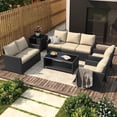 thumbnail image 1 of AECOJOY 7 Pieces Outdoor Furniture Set with Two Storage Boxes, Rattan Wicker Sectional Sofa Couch Patio Conversation Set, Black & Biege, 1 of 6