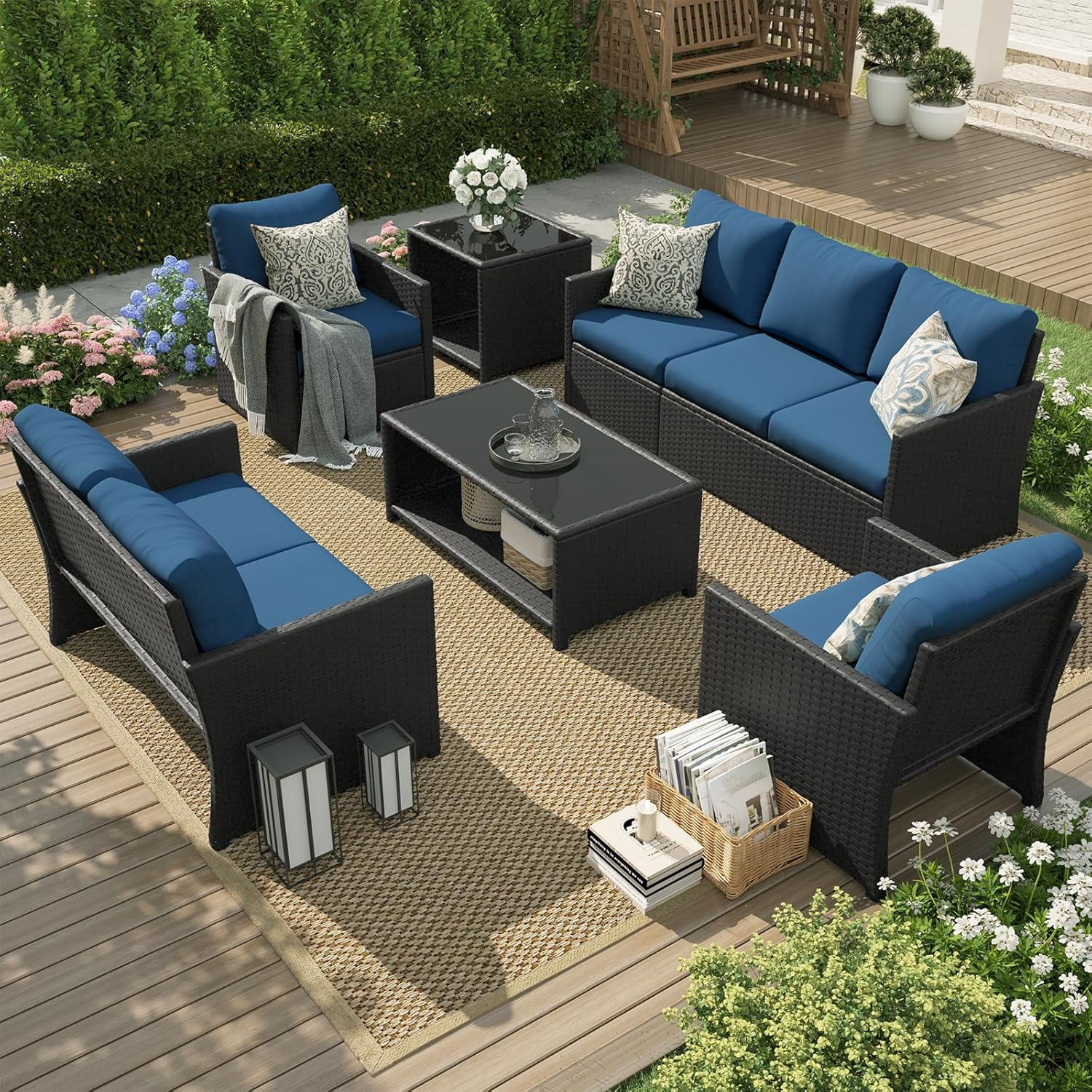 【レア】 BACKYARD／MUDDY MUZIC関連　2枚セット AECOJOY 7-Piece Outdoor Sectional Patio Furniture Set, Rattan