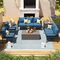 thumbnail image 1 of AECOJOY Patio Furniture sets Outdoor Metal Furniture sets with Two Storage Boxes on Sale Patio Conversation Set With Blue Cushions, 1 of 7