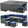thumbnail image 1 of AECOJOY 7 Pieces Patio Furniture Set Outdoor Sectional Sofa Rattan Conversation Set Navy Blue with Cover, 1 of 5